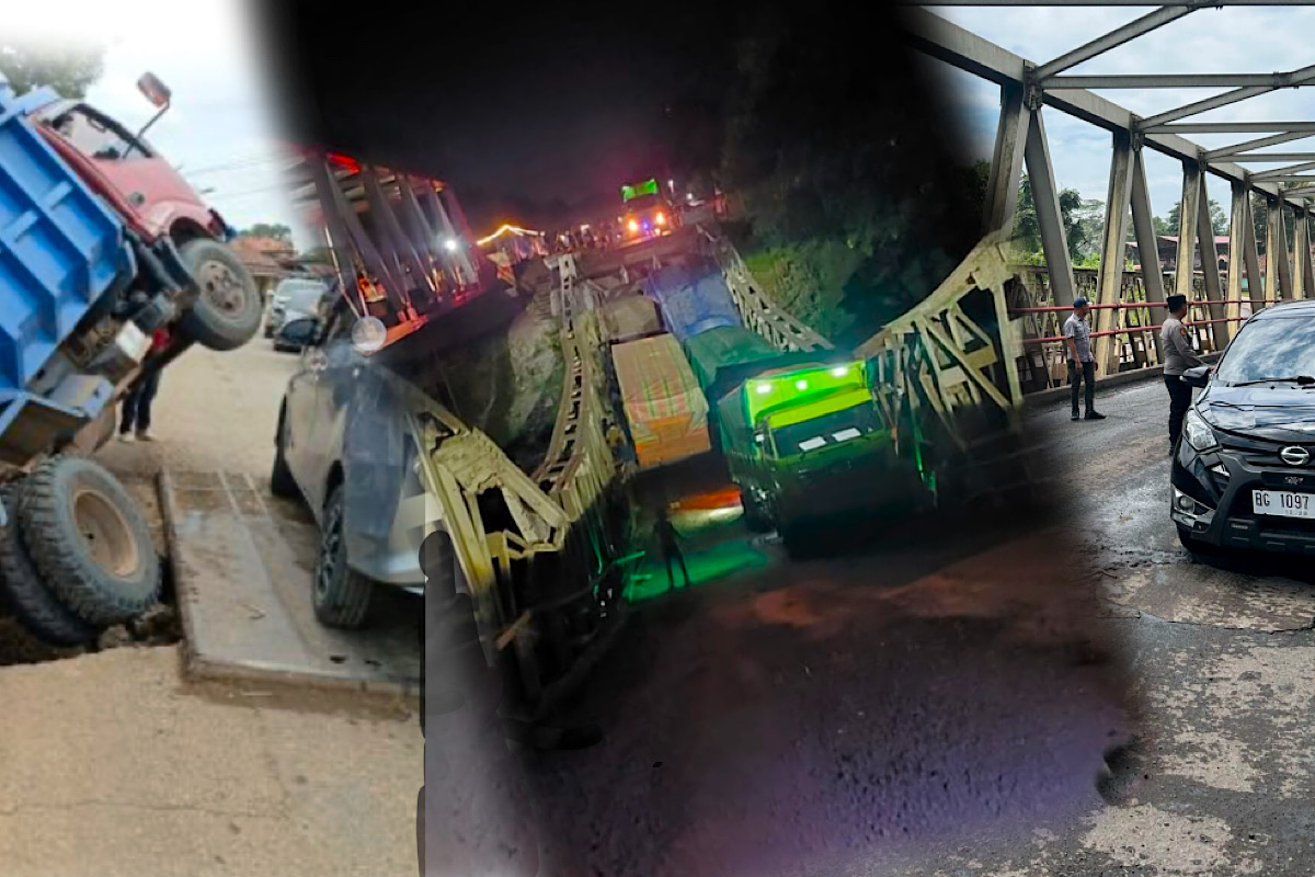 Putus Total, Jembatan Muara Lawai Ambruk, Jembatan Darurat Masih Perbaikan