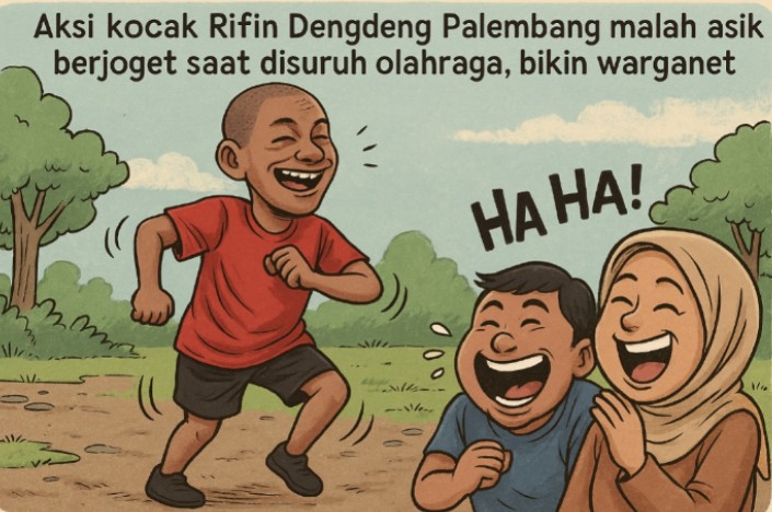 Aksi Random Rifin Dengdeng Disuruh Olahraga Malah Joget, Warganet: Lama-Lama Jadi Kami yang Gila