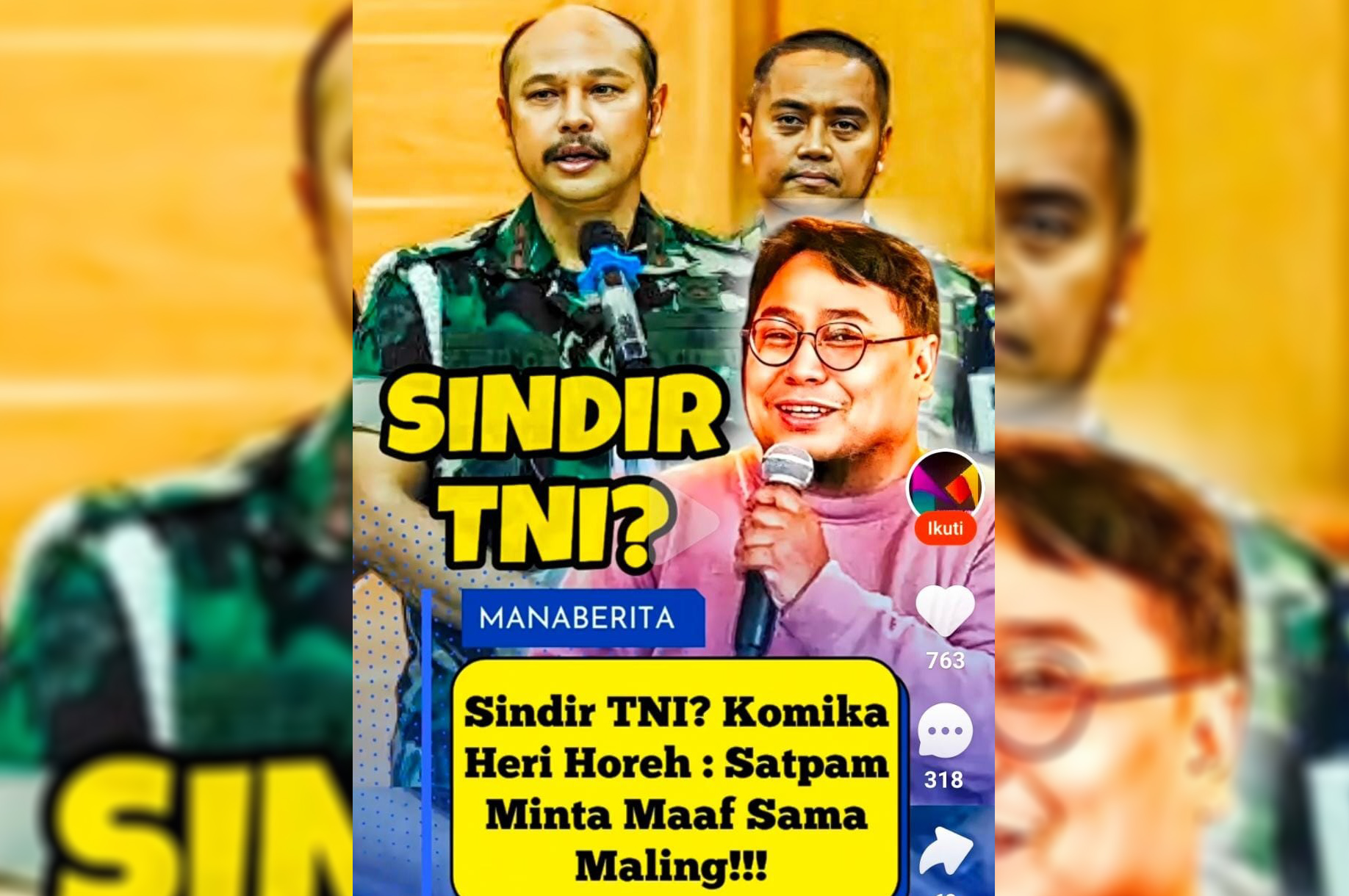 Waduh! Sindir TNI yang Protes KPK Tangkap Oknum Basarnas, Komika Heri Horeh: Satpam Minta Maaf Sama Maling!