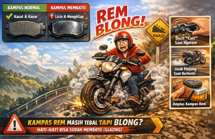 Rem Tebal Tapi Blong? Ini Penyebab Kampas Rem Motor Membatu yang Sering Diabaikan Pengendara