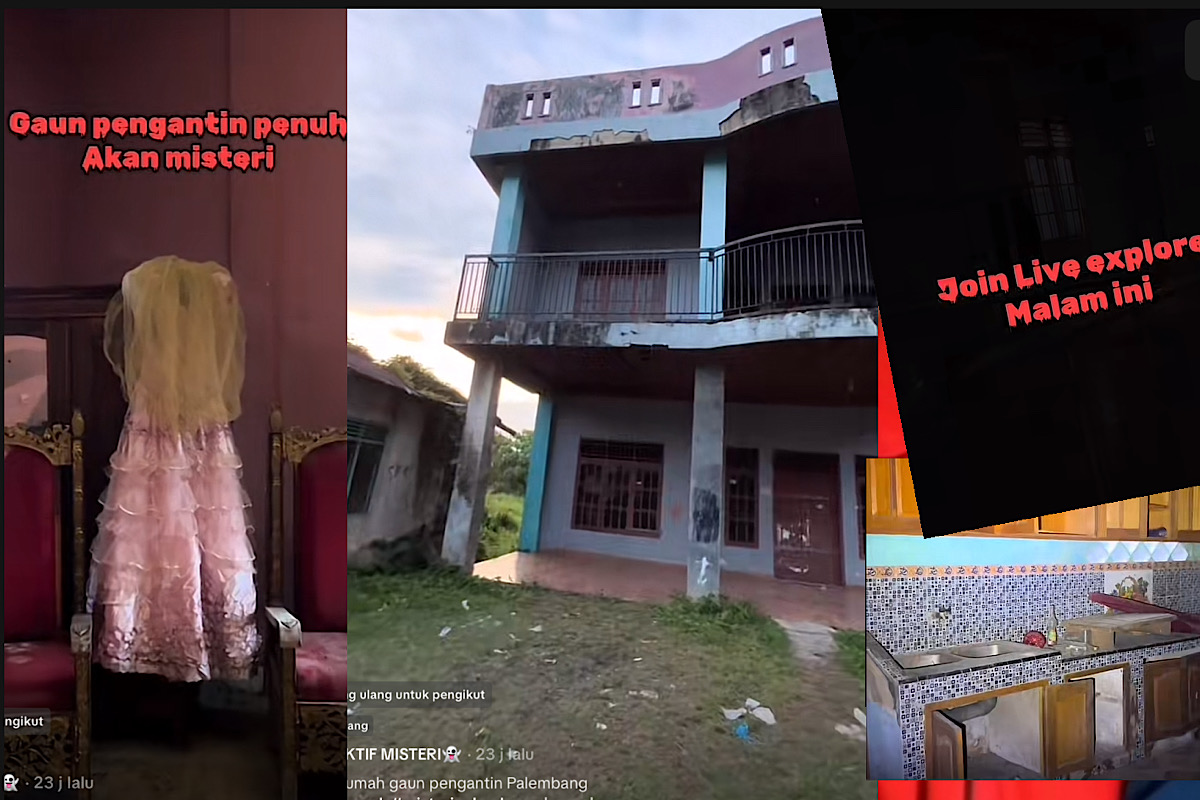 Konten Misteri Gaun Pengantin di Rumah Tua di Palembang Menurut Netizen Settingan Parah  