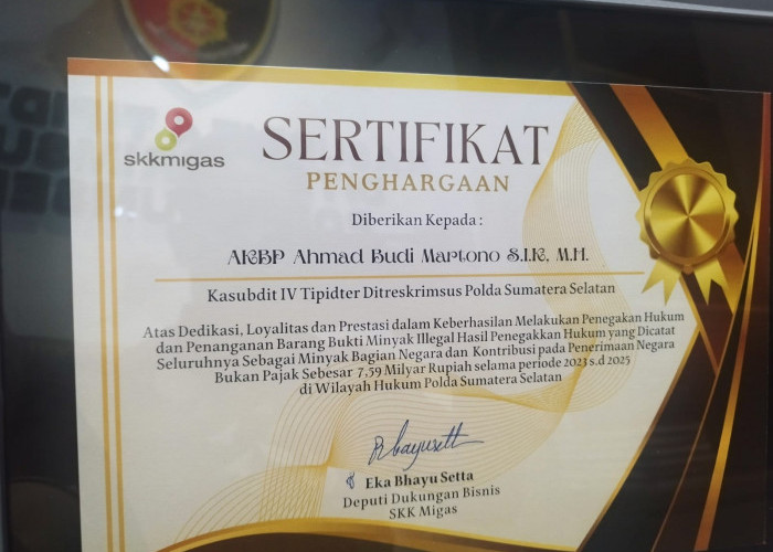 SKK Migas Apresiasi Kinerja AKBP Ahmad Budi Martono, Sukses Tekan Mafia Minyak Ilegal di Sumsel