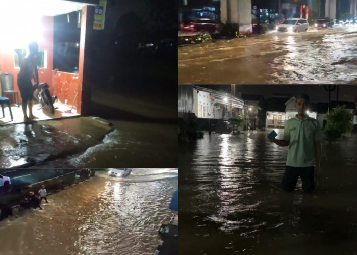 Hujan Deras Mengguyur Palembang, Banjir Capai Lutut Orang Dewasa, Warga Ngungsi Sahur di Masjid?