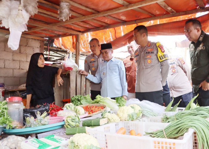 Wakil Bupati dan Kapolres Ogan Ilir, Cek Ketersediaan dan Harga Bahan Pokok di Pasar Pagi Indralaya