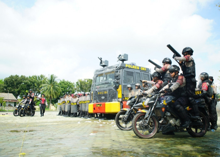 Simulasi Sispamkota Polres OKI, Kesiapan Hadapi Aksi Unjuk Rasa Secara Humanis
