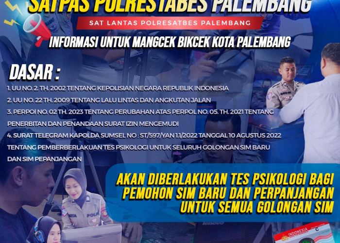 Perpanjang dan Bikin SIM Baru di Polrestabes Palembang Berlaku Tarif Tes Psikologi untuk Semua Golongan 