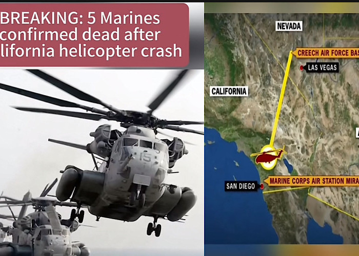 5 Marinir Amerika Ditemukan Tak Selamat, Helikopter Militer Jatuh Saat Menuju Pangkalan di Miramar