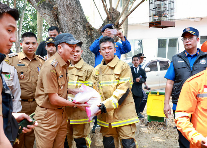 Ratu Dewa Tinjau Posko Karhutla Kecamatan Kertapati Palembang