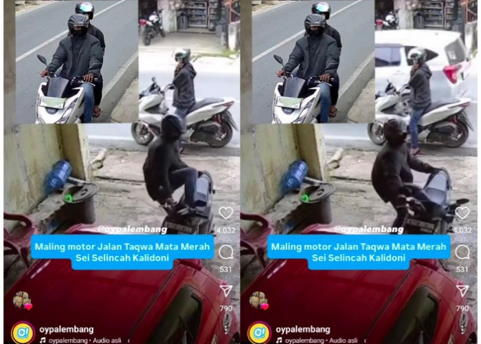 Aksi Pencurian Motor di Palembang Makin Menggila, Rekaman CCTV: Siang Hari Sekali Tendang Motor Raib