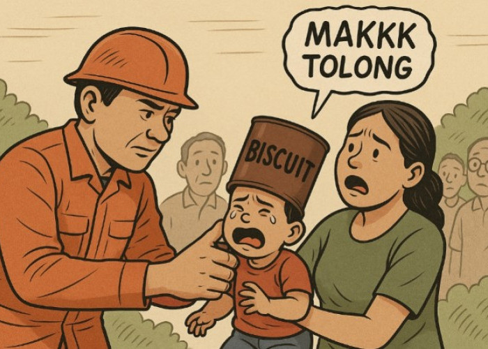 Warga Cilincing Geger! Video Kepala Bocah Tersangkut Kaleng Biskuit, Damkar Turun Tangan