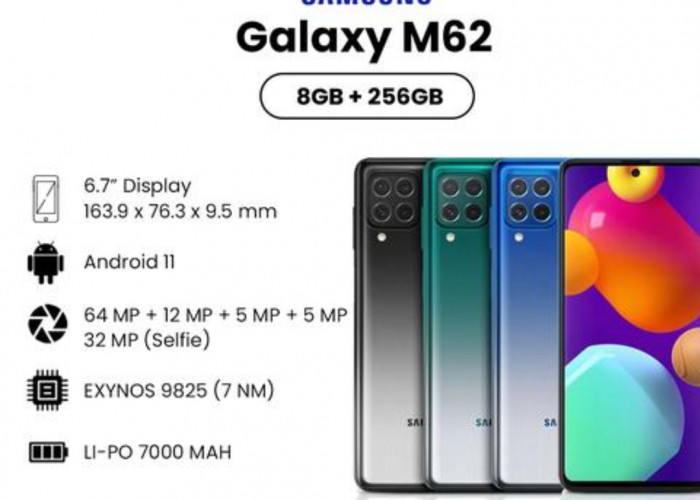 Samsung Galaxy M62 Hadir dengan Kapasitas RAM jumbo 8 GB Membuat Performanya Sangat Lancar