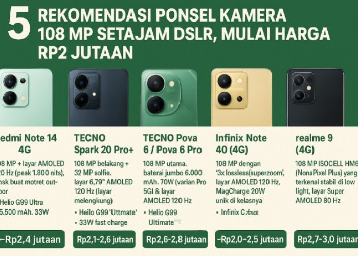 5 Rekomendasi Ponsel Kamera 108 MP Setajam DSLR, Mulai Harga Rp2 Jutaan
