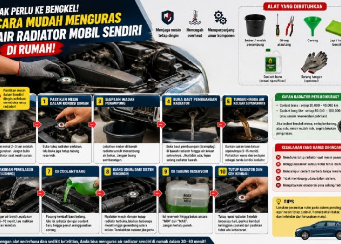 Tak Perlu ke Bengkel! Begini Cara Mudah Menguras Air Radiator Mobil Sendiri di Rumah Hanya Pakai Alat Ini