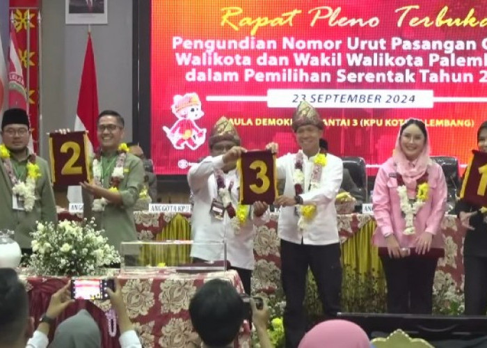 Nomor Urut Calon Walikota dan Wakil Walikota Palembang Resmi Ditetapkan, Ini Daftarnya