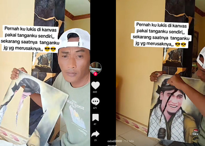 Tak Hanya Sopir Truk, Pelukis Ini Robek Lukisan Gus Miftah Yang Pernah Dilukis Dengan Tanganya Sendiri