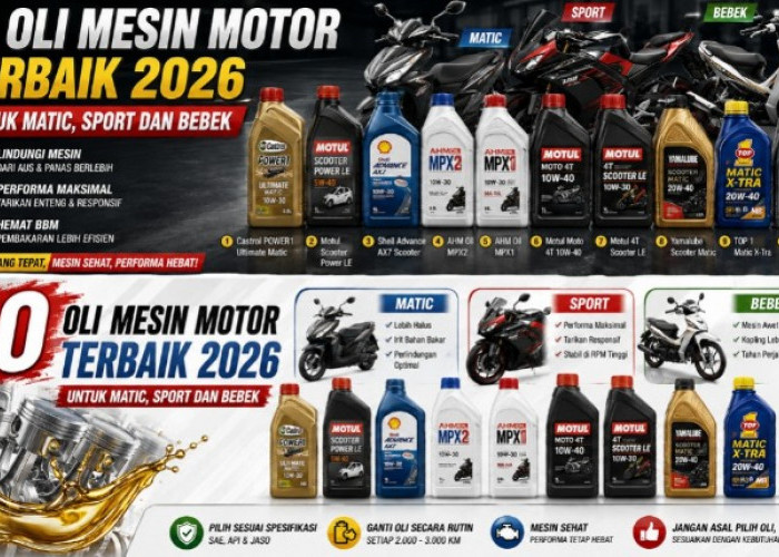 10 Oli Mesin Motor Terbaik 2026 untuk Matic, Sport dan Bebek, Jangan Salah Pilih!