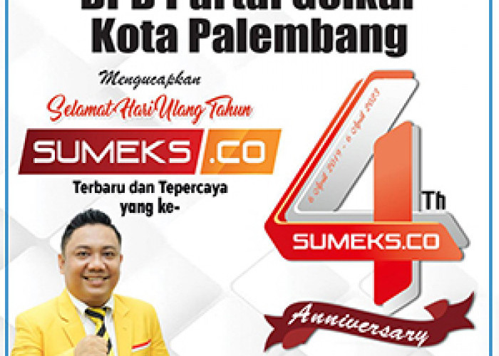 Ucapan Hut Sumeks.co ke 4 Seketaris Partai Golkar Kota Palembang Rubi Indiarta