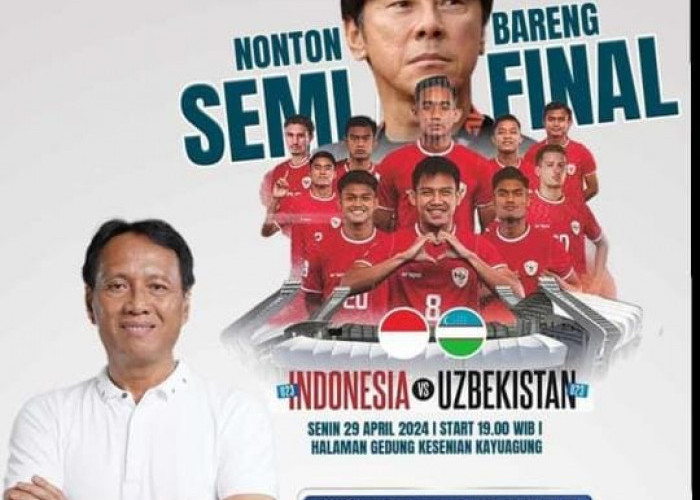 Nobar Semifinal AFC U-23 Indonesia vs Uzbekistan, Dukung Garuda Muda di Halaman Gedung Kesenian Kayuagung