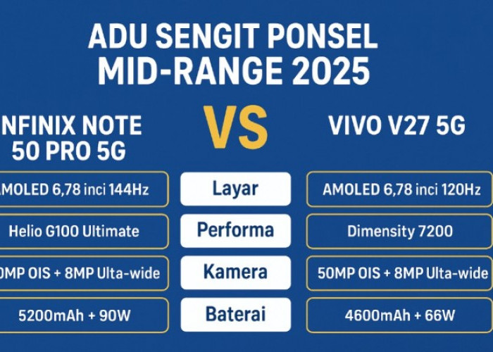 Duel Ketat Ponsel Mid-Range 2025: Infinix Note 50 Pro 5G Tantang Vivo V27 5G