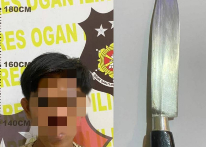 Kedapatan Bawa Sajam Saat Nongkrong di Pondokan, Pemuda 19 Tahun Ini Diamankan Sat Reskrim Polres Ogan Ilir