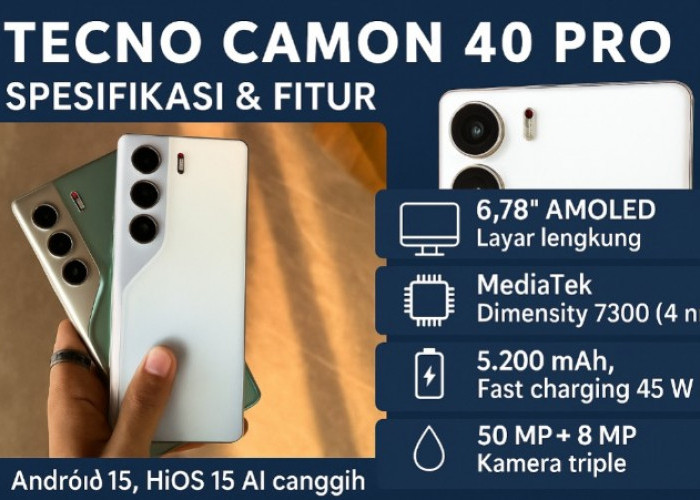 Tecno Camon 40 Pro, Ponsel Mid-Range dengan Layar Premium dan Fitur AI Canggih