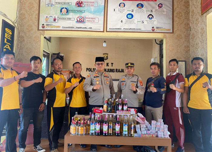 Operasi Pekat, Polsek Tanjung Raja Sita 37 Botol Miras dan 2.071 Butir Petasan Berbagai Jenis