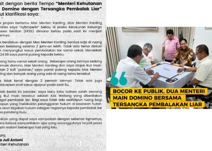 Berikut Klarifikasi Resmi Raja Juli Antoni Usai Heboh Foto Main Gaple dengan Tersangka Pembalakan Liar