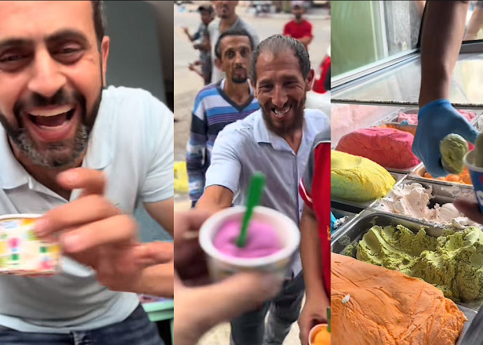 Ditengah Perang Ada Warga Palestina Jualan Es Krim, Mahmoud Zuaiter Membelinya dan Membagikannya Gratis! 