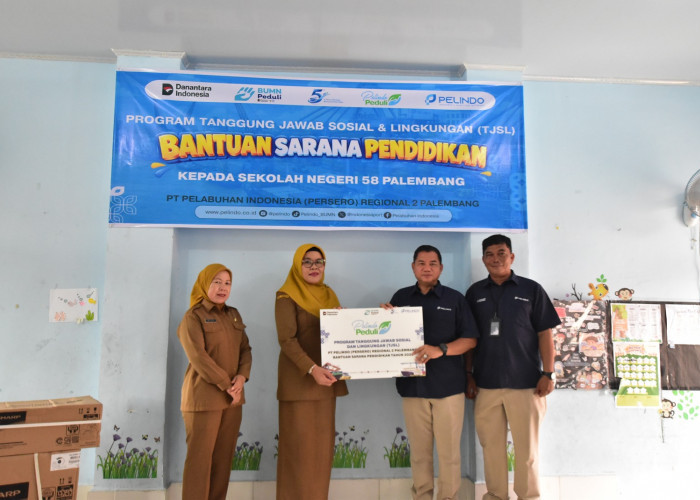 Pelindo Reg 2 Palembang Salurkan Bantuan Sarana Pendidikan kepada SD Negeri 58 