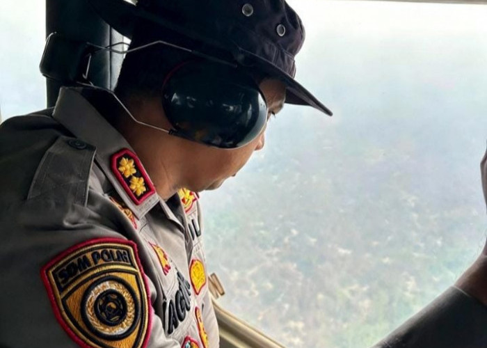 Wilayah Karhutla Dipetakan dari Udara, Kapolres OKI dan Danmen 1 Gegana Survei Pemetaan