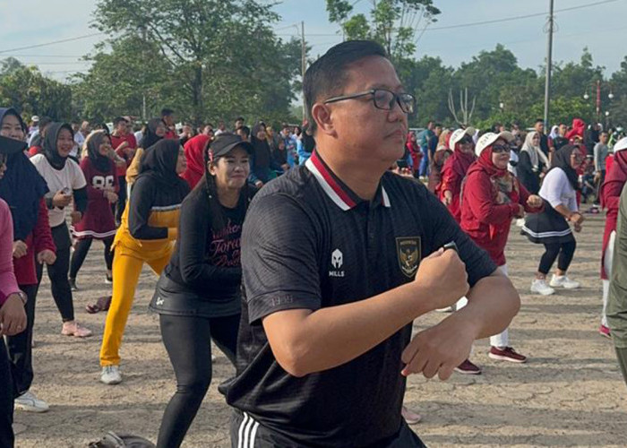 Senam Pagi Bersama di Taman Kota Pangkalan Balai, Pemerintah Banyuasin Dukung Kesehatan dan UMKM Lokal