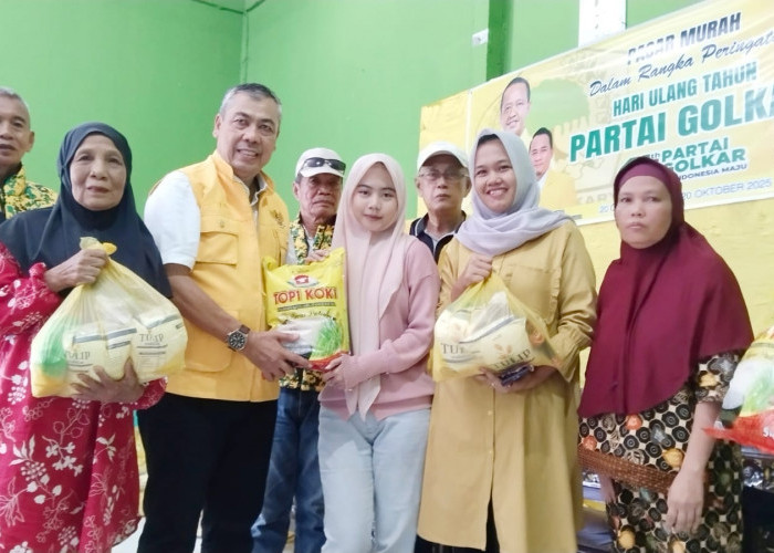 Pasar Murah Gelaran Partai Golkar Ogan Ilir Meriahkan HUT ke-61, Disambut Antusias Warga dari Berbagai Penjuru