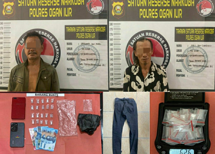 Sat Res Narkoba Polres Ogan Ilir Amankan 2 Pengedar Serta Barang Bukti 20 Paket Sabu di Sungai Pinang