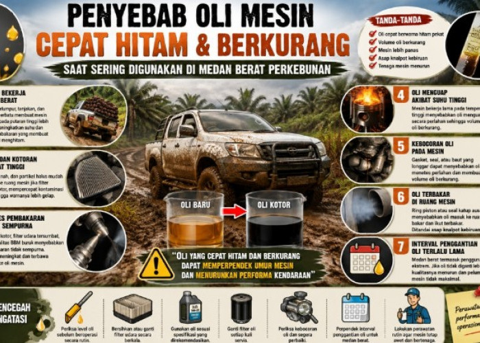 7 Penyebab Oli Mesin Mobil Cepat Hitam dan Berkurang Saat Sering Digunakan di Medan Berat Perkebunan