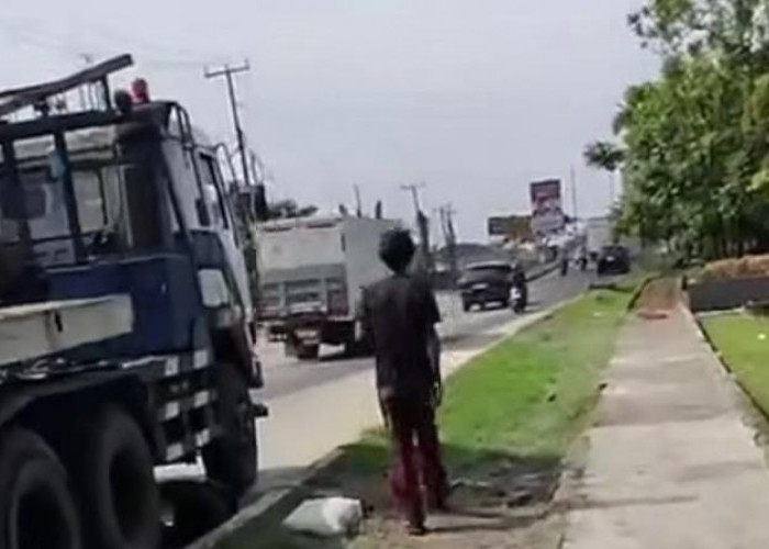 Lakalantas Libatkan Truk Angkut Paku Bumi Parkir di Bahu Jalan, Akses Menuju Musi 2 Palembang Tersendat 