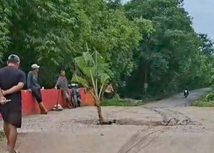 Jembatan di Payaraman Ogan Ilir Kembali Jebol, Kendaraan Bermuatan Dilarang Melintas