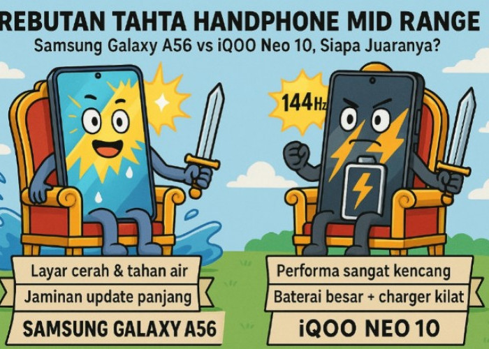 Rebutan Tahta Handphone Mid Range: Samsung Galaxy A56 vs iQOO Neo 10, Siapa Juaranya?