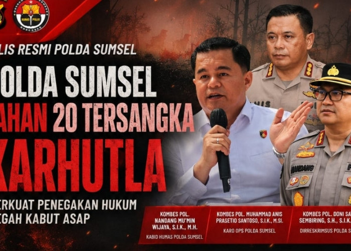 TEGAS, 20 Tersangka Karhutla Ditahan Polda Sumsel, 16 Kasus Terungkap di 10 Wilayah