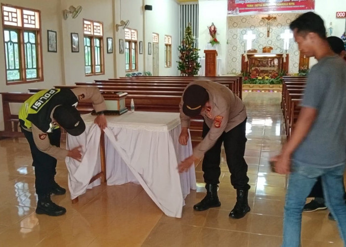 Buat Nyaman Jemaat Gereja Santo Petrus Desa Mataram Jaya OKI, Polsek Mesuji Raya Lakukan Ini