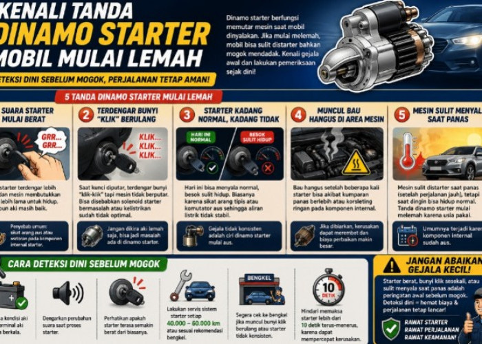 Jangan Tunggu Mogok di Tengah Jalan! Ini Tanda Dinamo Starter Mobil Mulai Lemah yang Wajib Diwaspadai