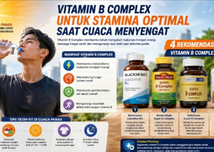 4 Rekomendasi Vitamin B Complex untuk Menjaga Stamina Tubuh Tetap Fit Saat Beraktivitas di Cuaca Panas