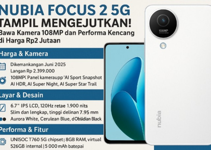 Nubia Focus 2 5G Tampil Mengejutkan! Bawa Kamera 108MP dan Performa Kencang di Harga Rp2 Jutaan