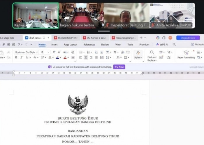 Kanwil Kemenkum Babel Harmonisasikan 7 Regulasi Strategis Belitung Timur