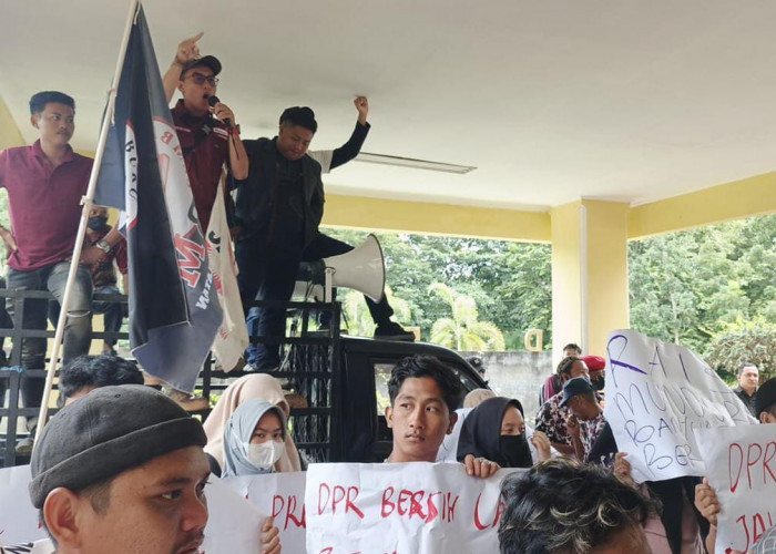 Anggota Dewan Viral, Ormas dan LSM Datangi Gedung DPRD Banyuasin Gelar Aksi Damai 