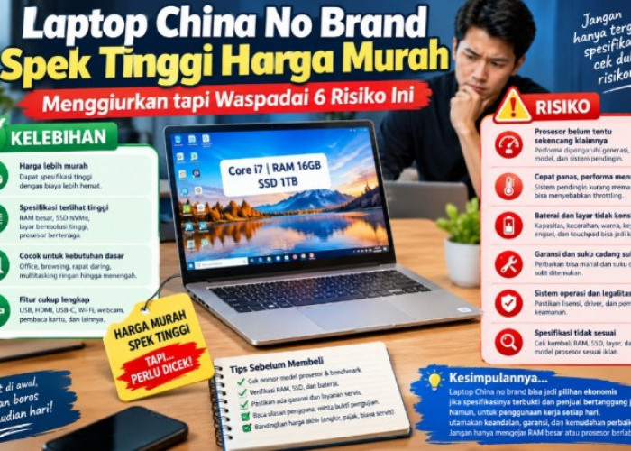 Laptop China No Brand Spek Tinggi Harga Murah, Menggiurkan tapi Waspadai 6 Risiko Ini