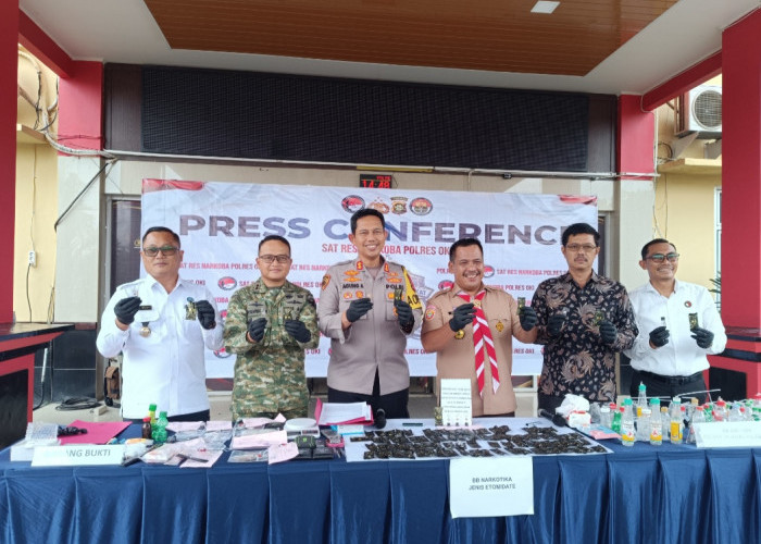 Polres OKI Ungkap Peredaran Sabu dan Etomidate Nilai Rp500 Juta, Sisir 25 Lokasi