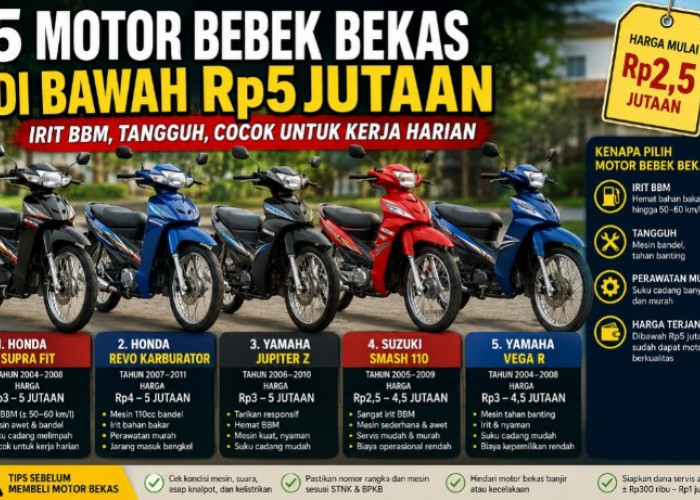5 Motor Bebek Bekas di Bawah Rp5 Jutaan Terkenal Irit BBM dan Tangguh, Andalan Kerja Harian
