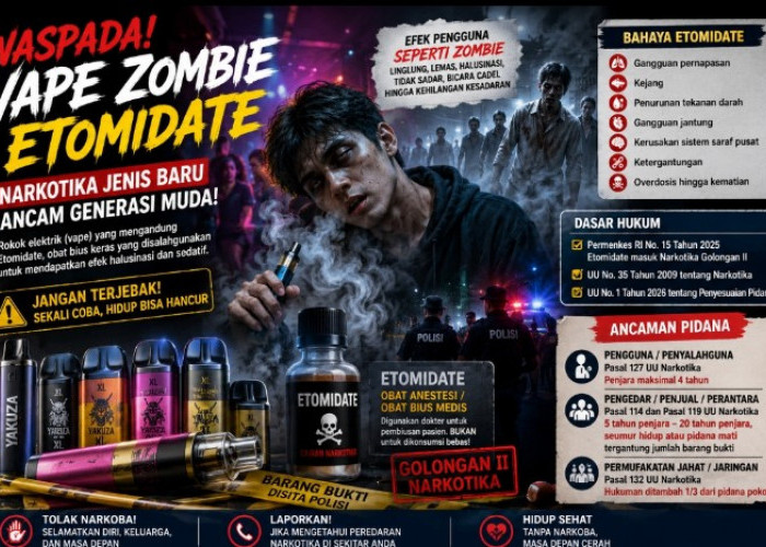 Vape Zombie Etomidate Ancam Generasi Muda, Kenali Bahaya Narkotika Jenis Baru dan Ancaman Hukumnya