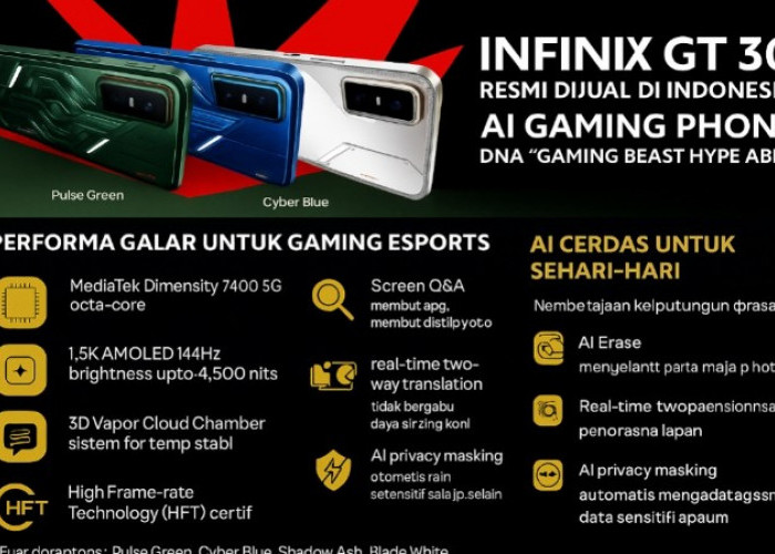 Infinix GT 30 Resmi Dijual Perdana di Indonesia, Sematkan DNA 'Gaming Beast Hype Abis'