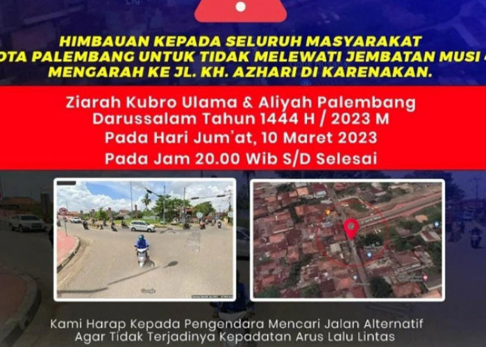 Ziarah Kubro ke TPU Telaga Swidak, Pengendara Jangan Melintas di Jembatan Musi IV